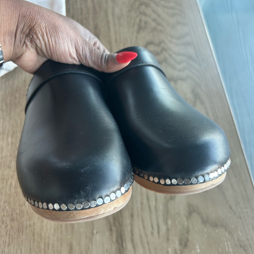 Isabel Marant Thalie Black Leather Clogs Size 37 - Picture 4 of 7